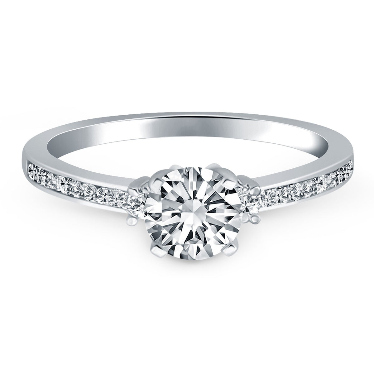 14k White Gold Diamond Accent Engagement Ring Mounting