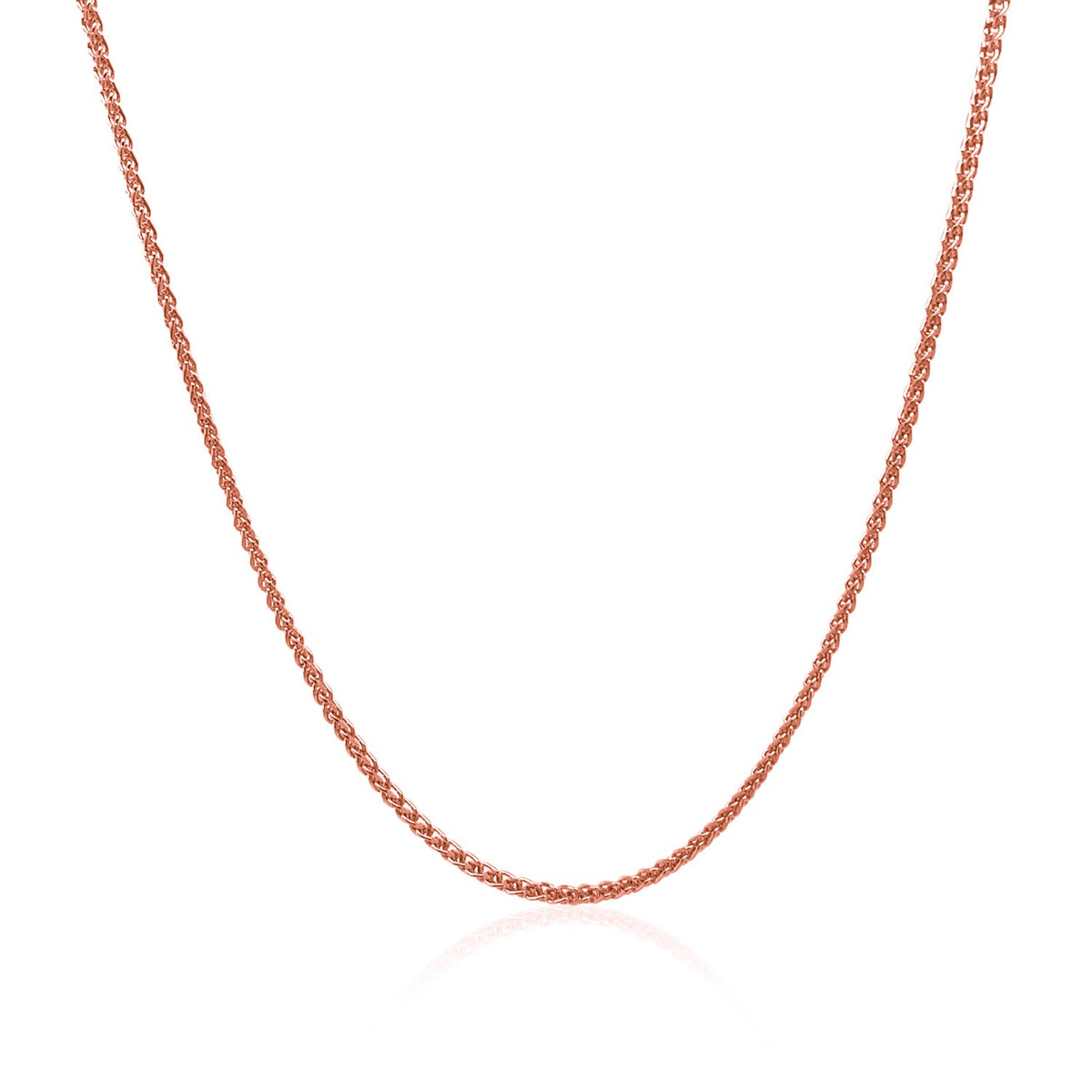 14k Rose Gold Diamond Cut Round Wheat Chain 1.1mm