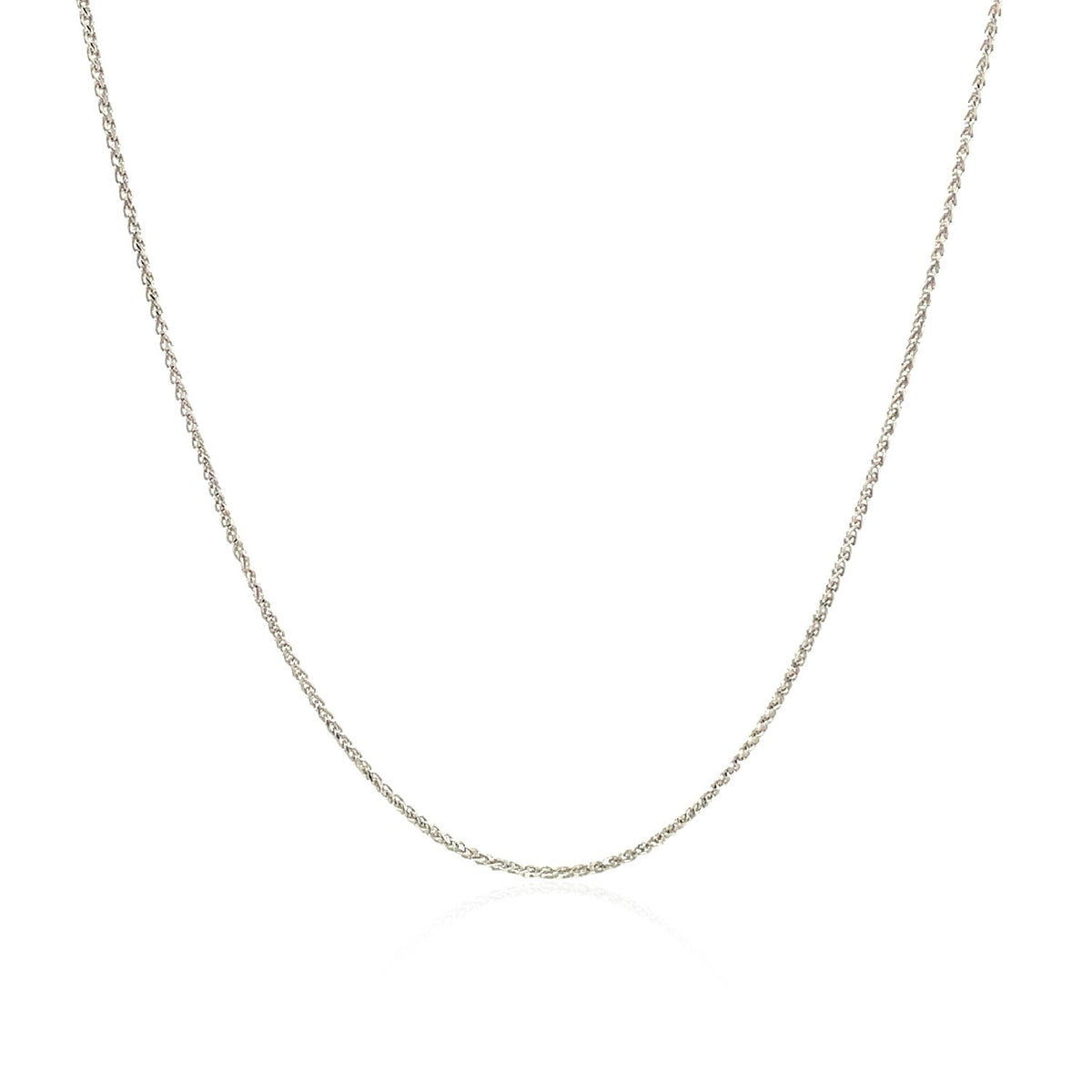 14k White Gold Diamond Cut Round Wheat Chain 0.6mm