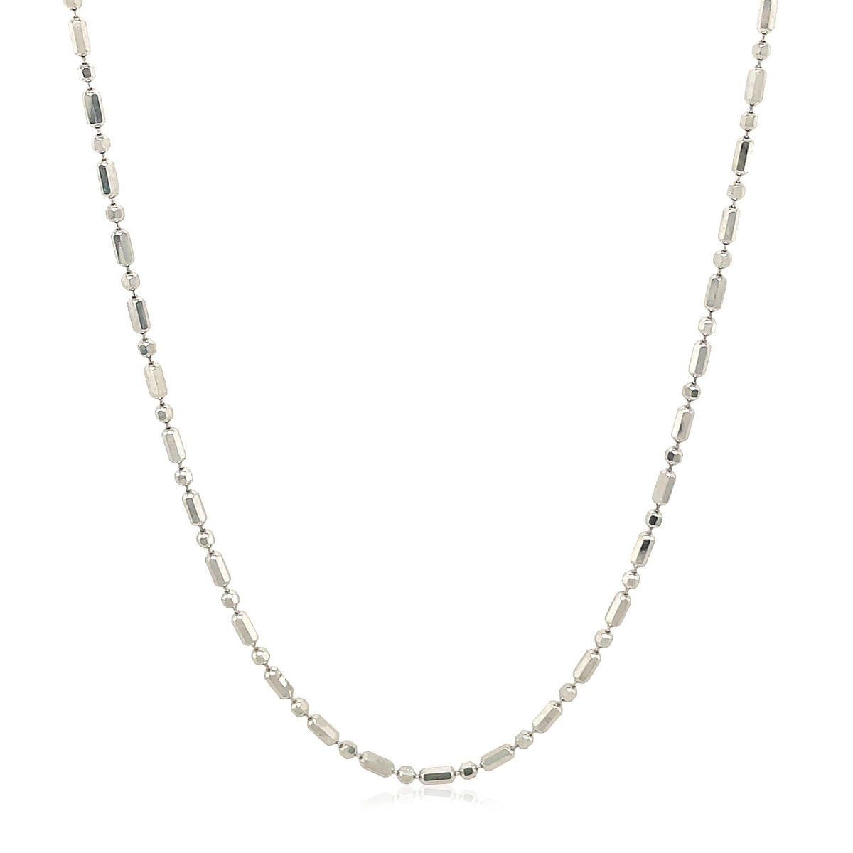 14k White Gold Diamond-Cut Alternating Bead Chain 1.5mm