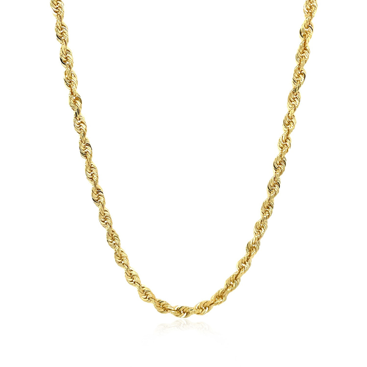 3.0mm 14k Yellow Gold Solid Diamond Cut Rope Chain