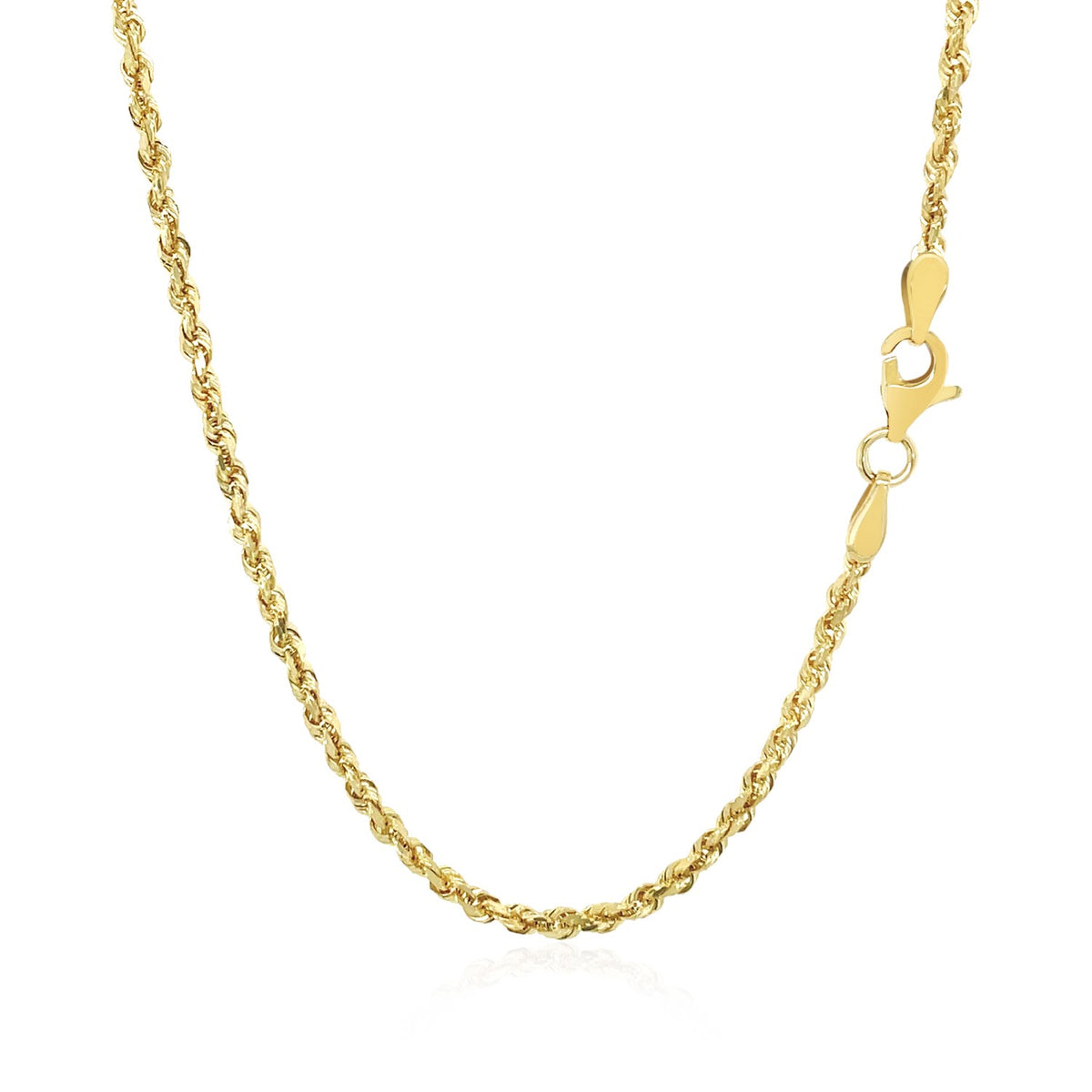 2.25mm 10k Yellow Gold Solid Diamond Cut Rope Chain