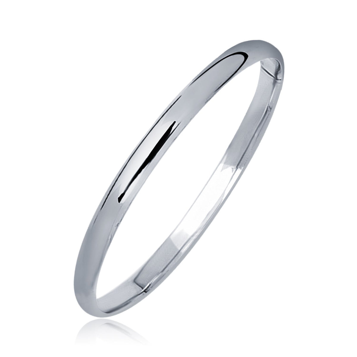 14k White Gold Dome Children&#39;s Bangle with a Polished Finish