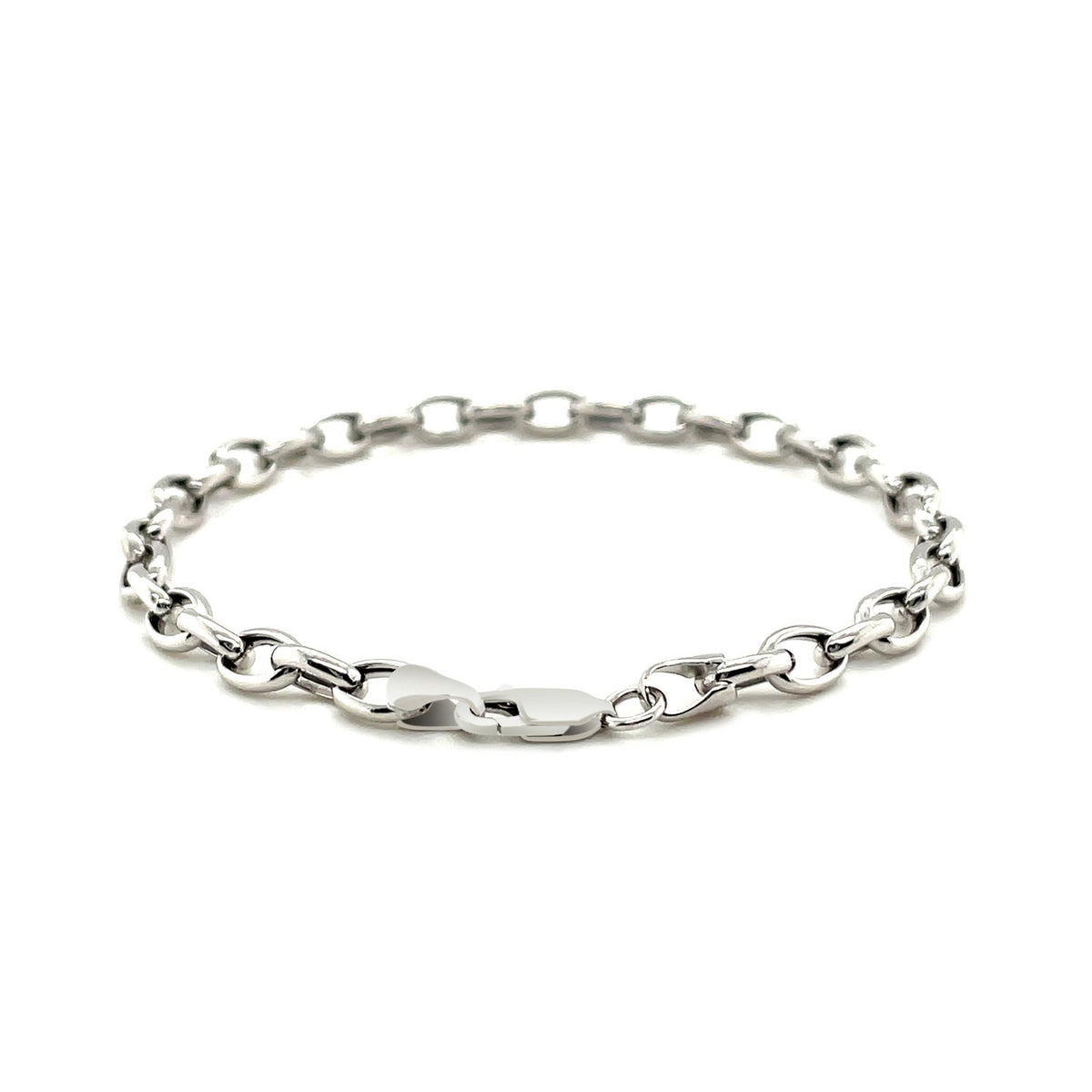 4.6mm 14k White Gold Oval Rolo Bracelet