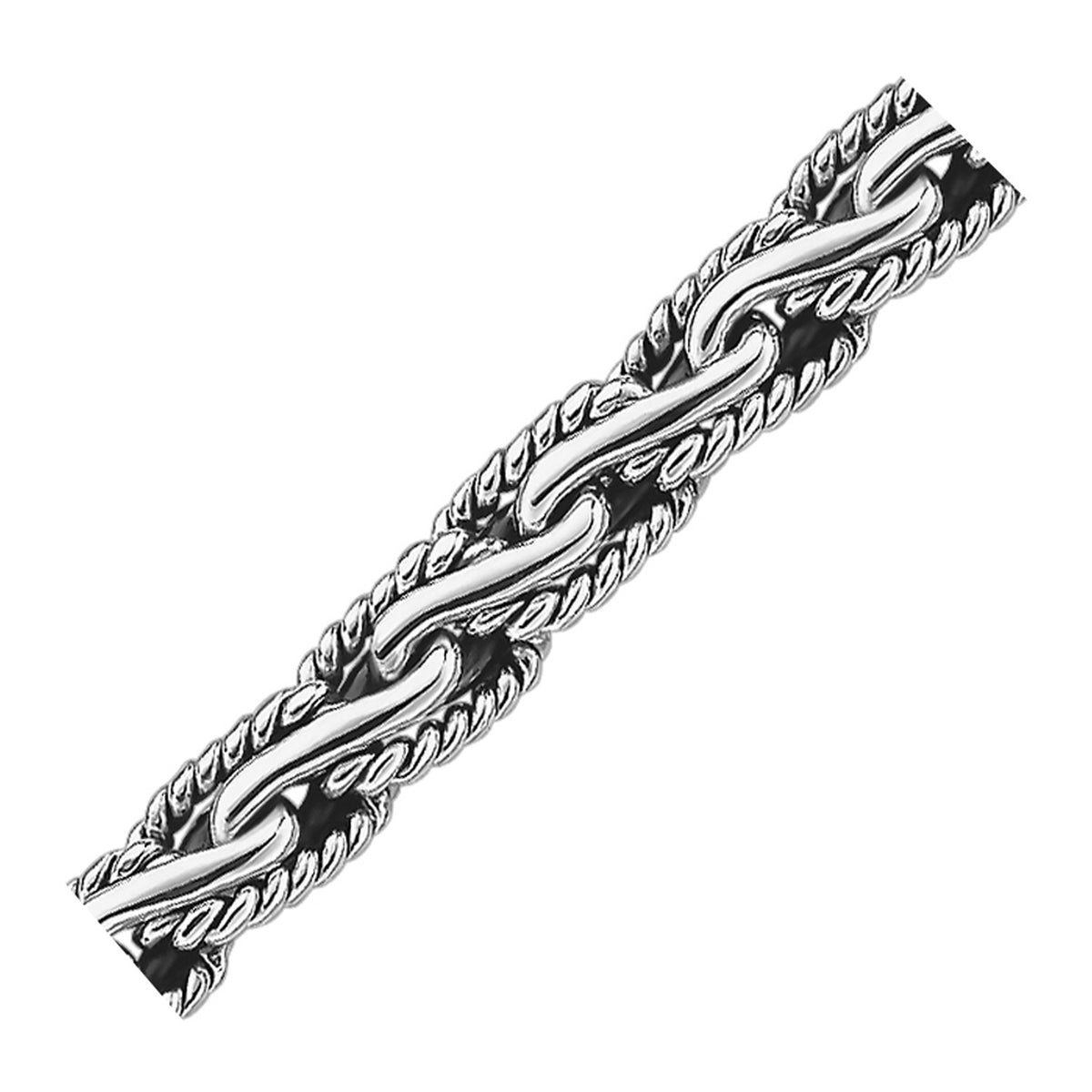 Oxidized Sterling Silver Men&#39;s Chain Bracelet in a Cable Motif