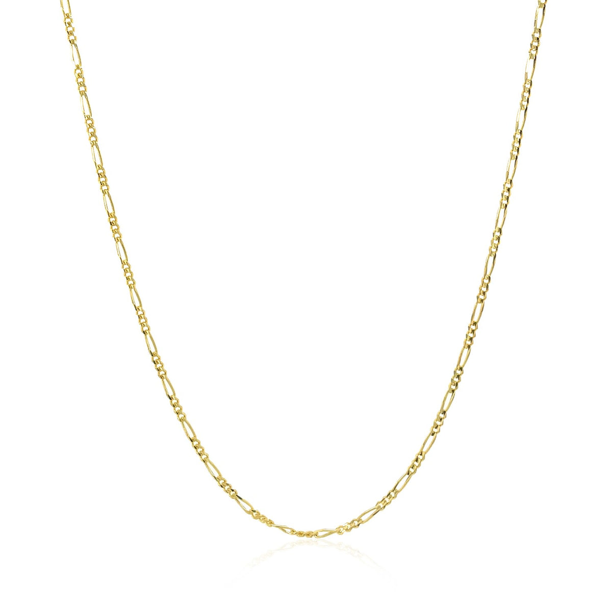 14k Yellow Gold Solid Figaro Chain 1.3mm