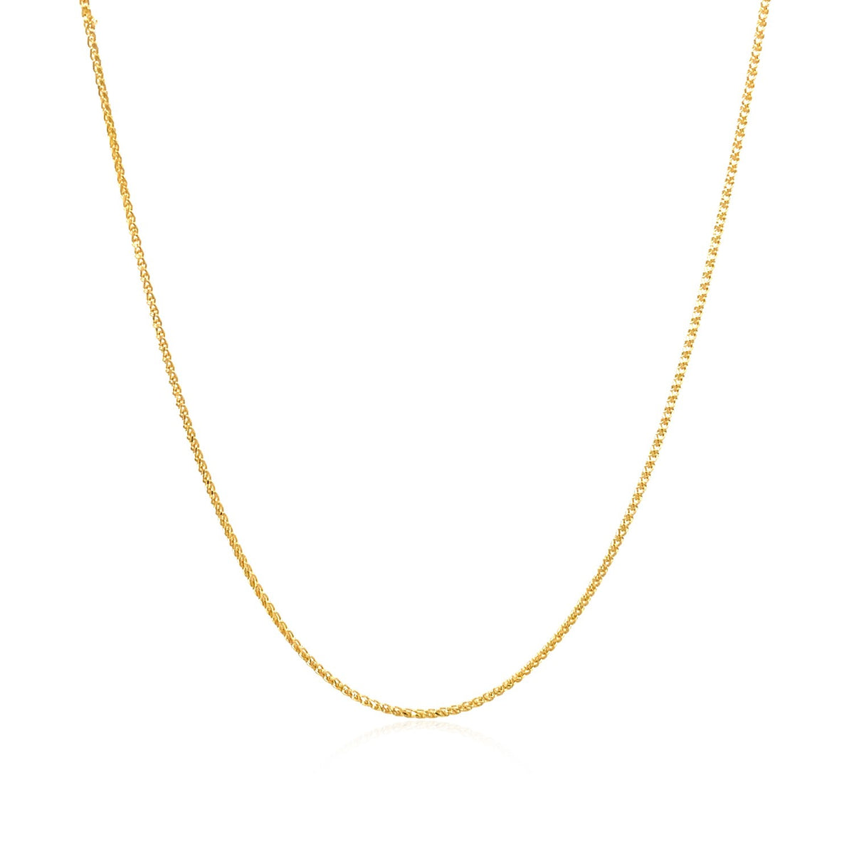 14k Yellow Gold Diamond Cut Round Wheat Chain 0.6mm