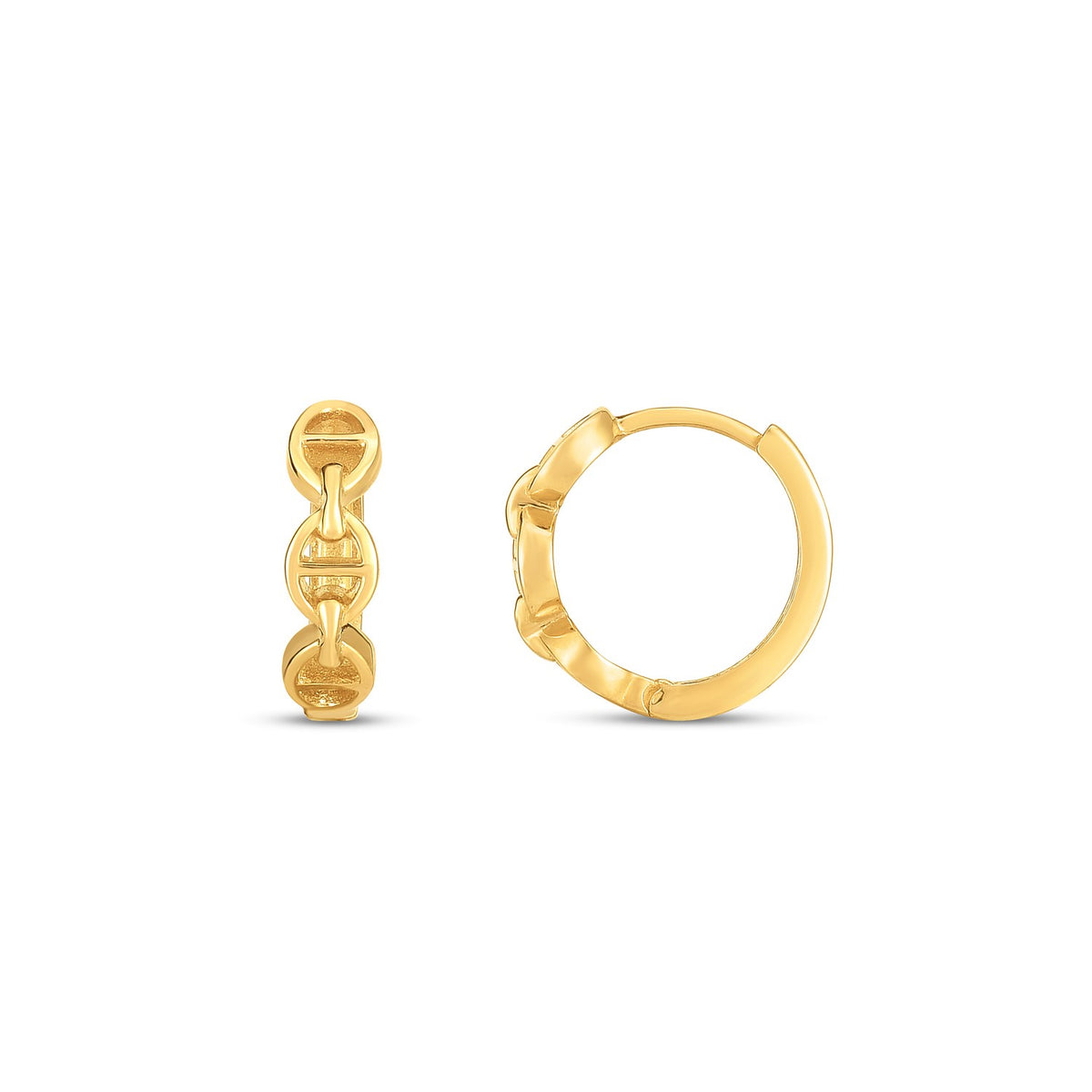 14k Yellow Gold Oval Mariner Huggies