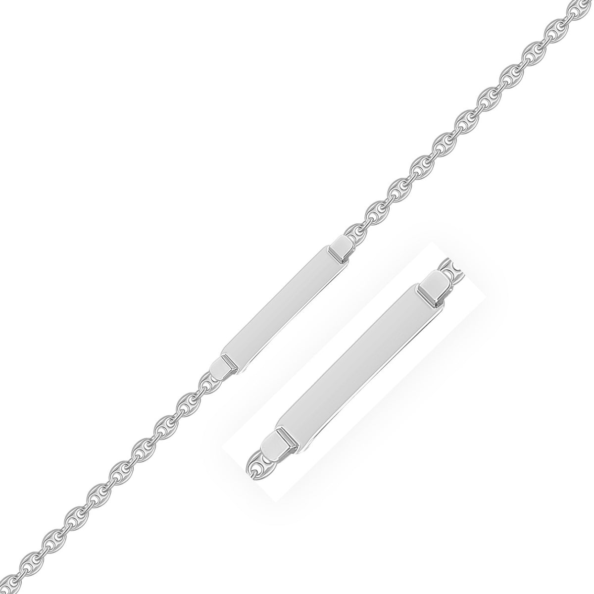 14k White Gold Figaro Chain Fancy Children&#39;s ID Bracelet