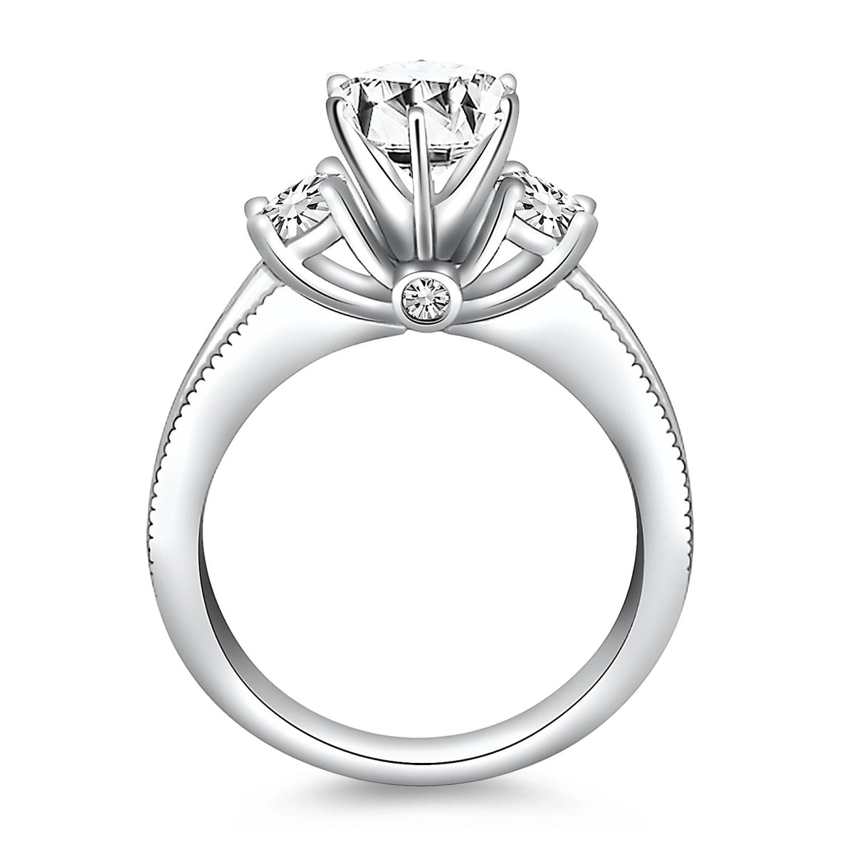 14k White Gold Multi Diamond Engagement Ring Mounting