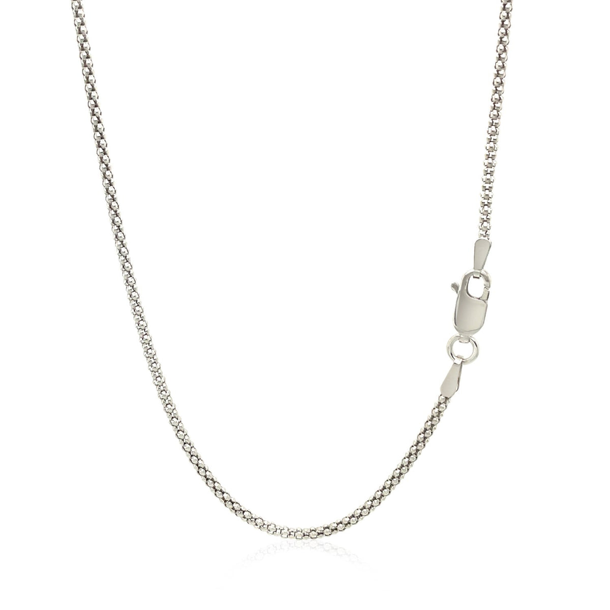 Rhodium Plated 1.8mm Sterling Silver Popcorn Style Chain