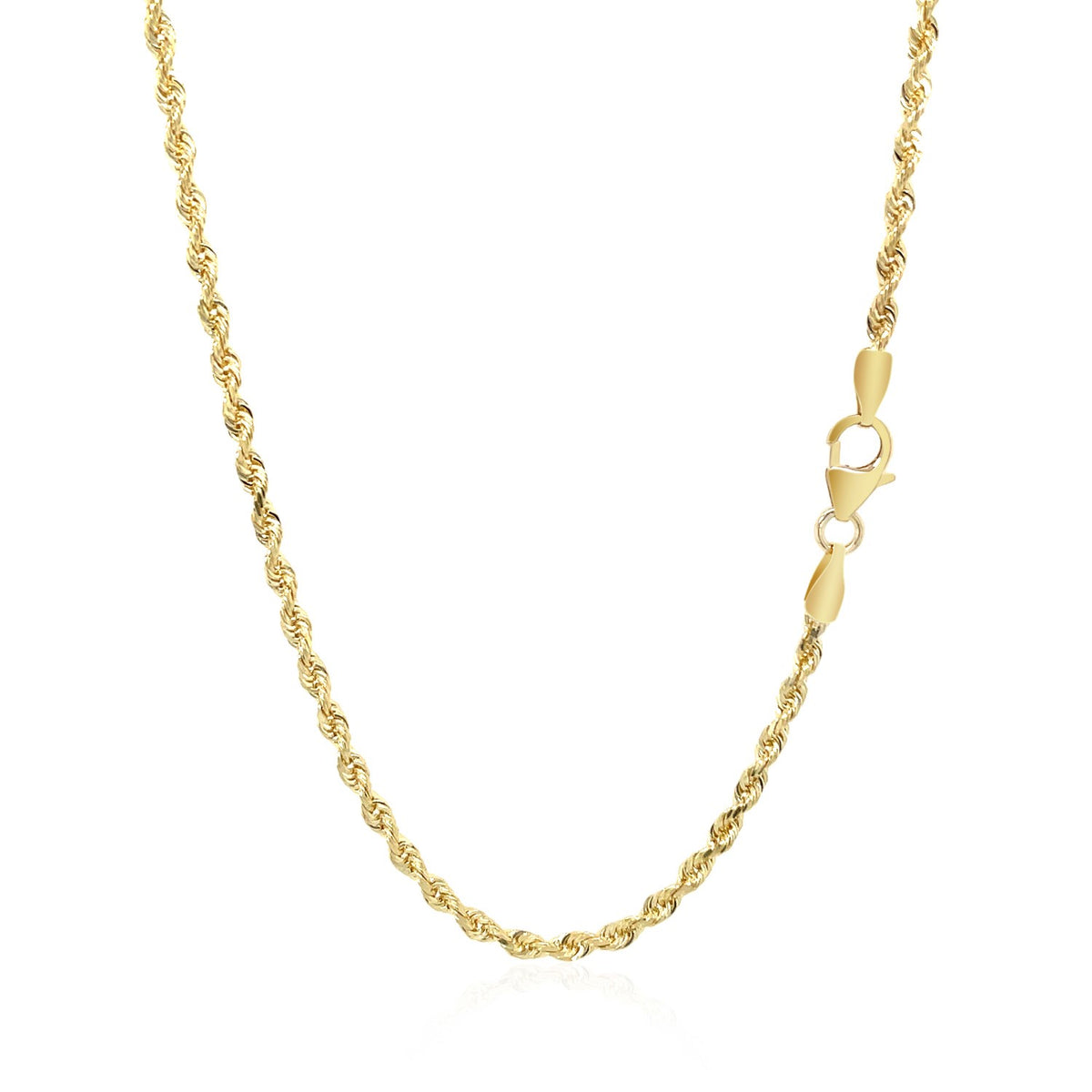 2.5mm 14k Yellow Gold Solid Diamond Cut Rope Chain