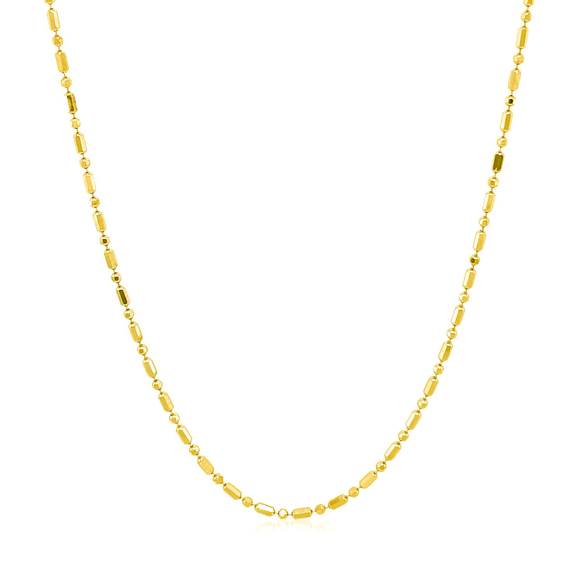 14k Yellow Gold Diamond-Cut Alternating Bead Chain 1.2mm