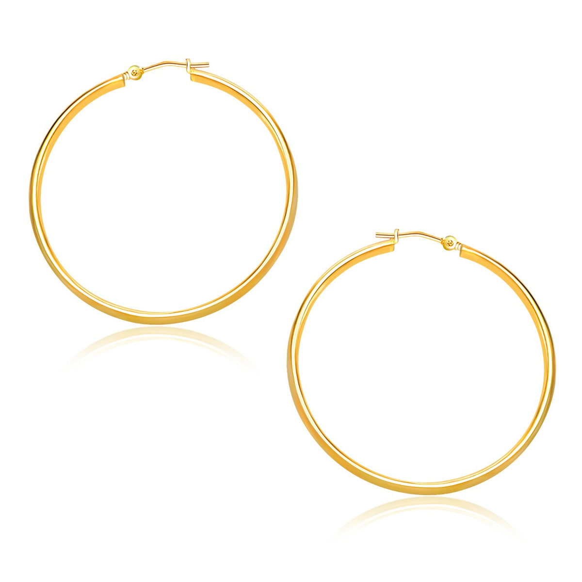 14k Yellow Gold Polished Hoop Earrings (30mm)