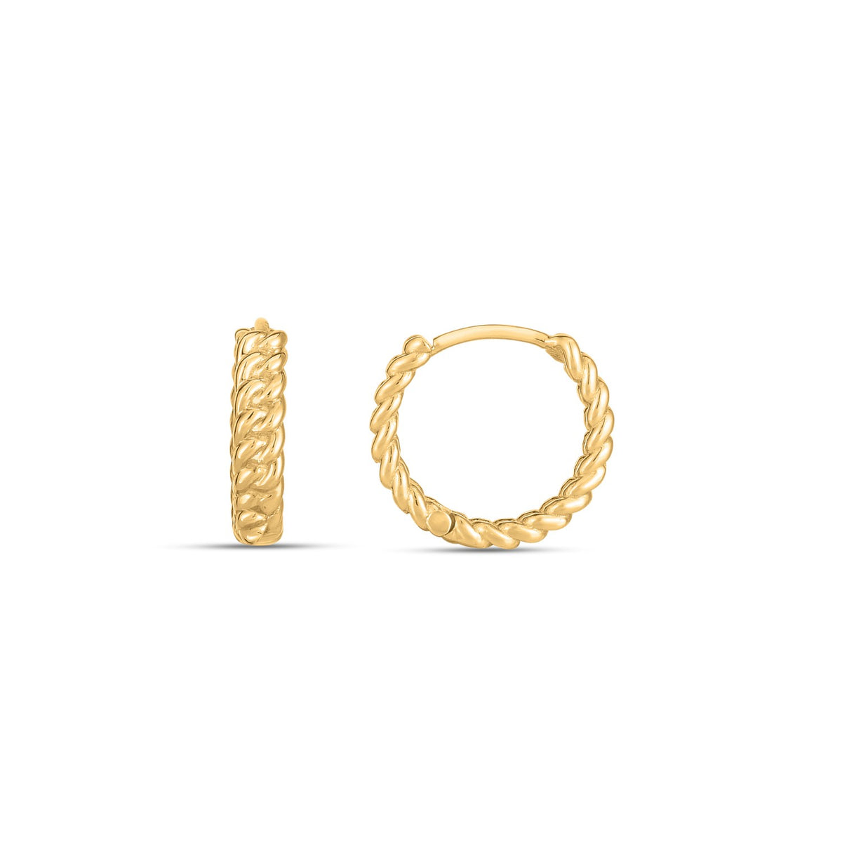 14k Yellow Gold Braided Huggie Hoops