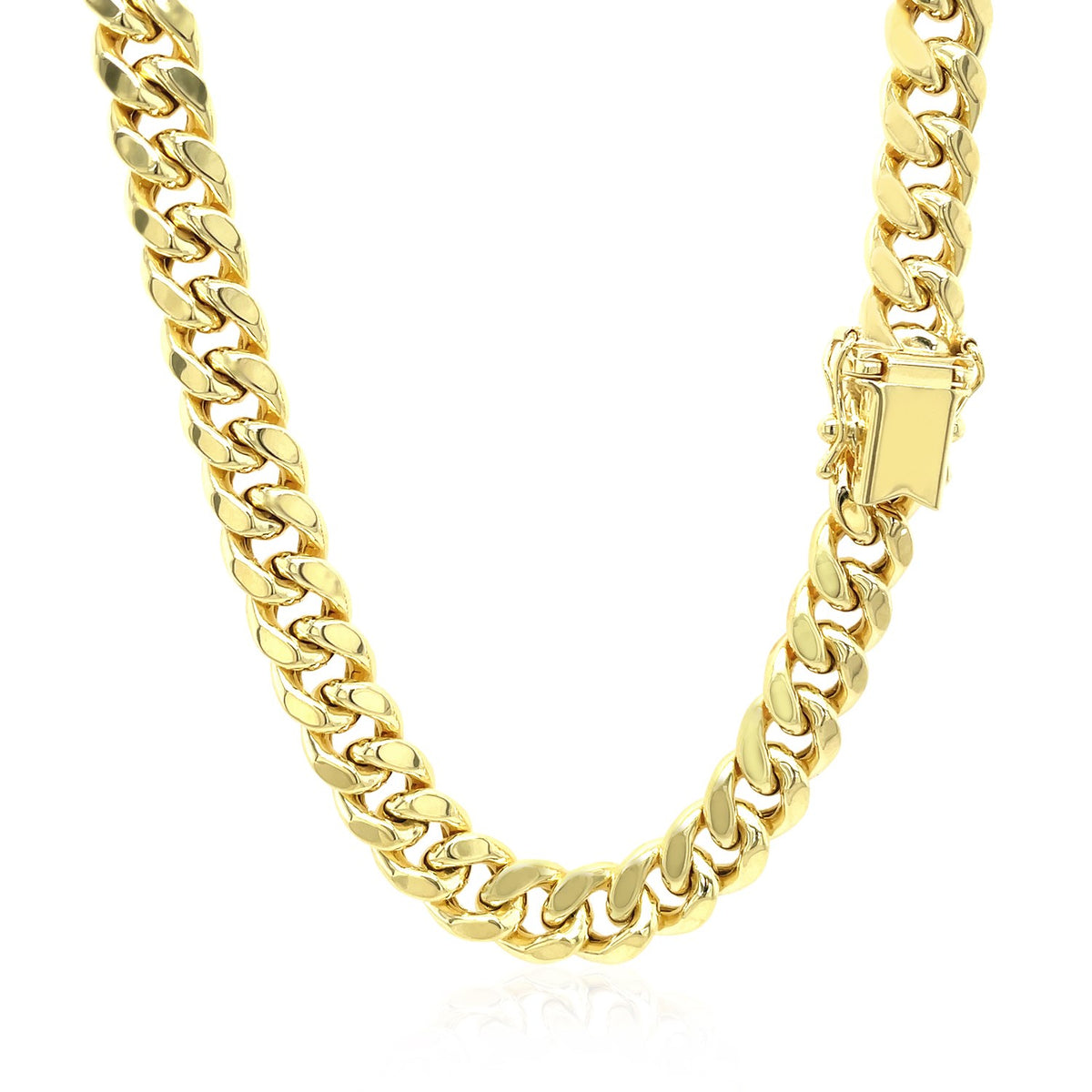 7.25mm 10k Yellow Gold Semi Solid Miami Cuban Chain