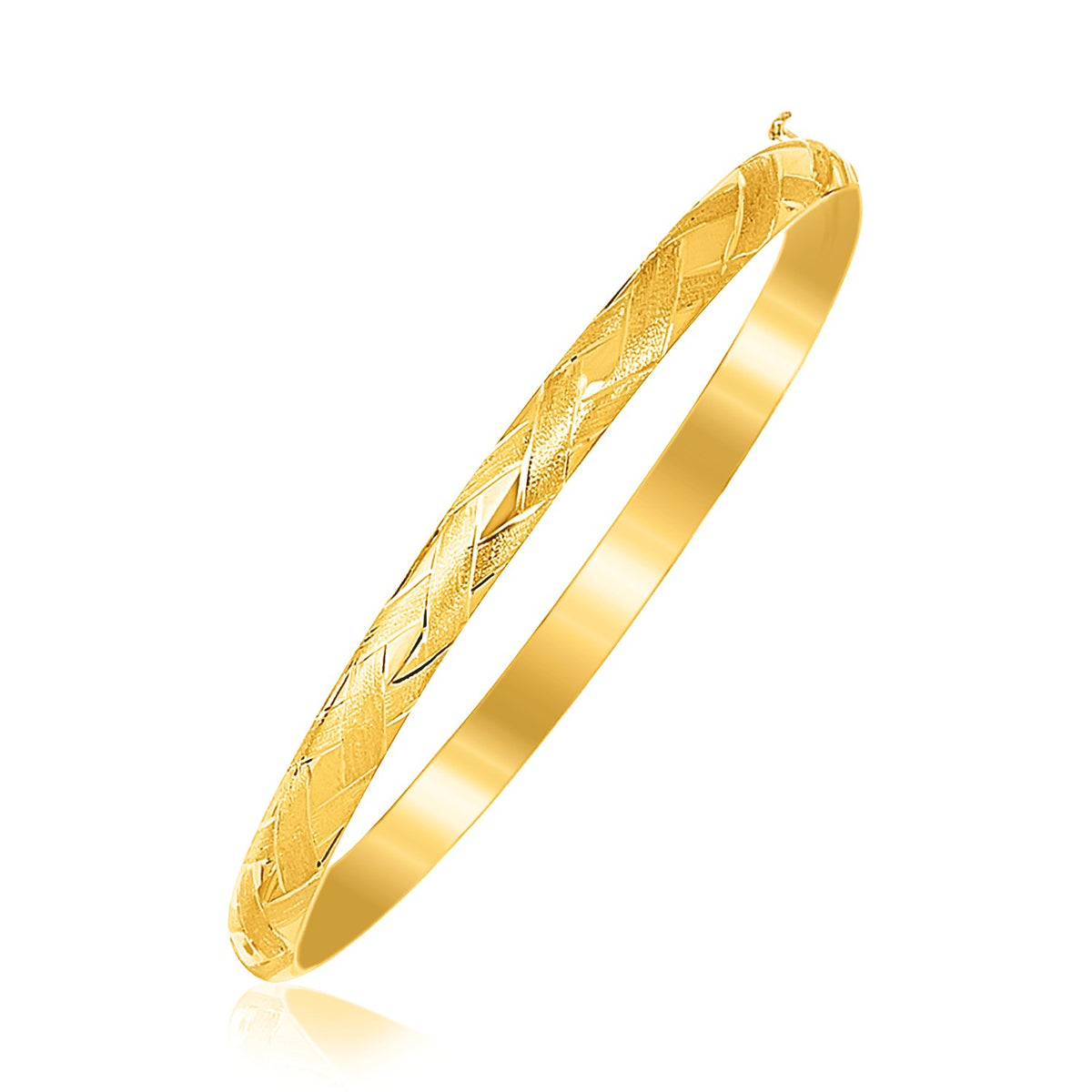 14k Yellow Gold Children&#39;s Bangle with Diamond Cuts