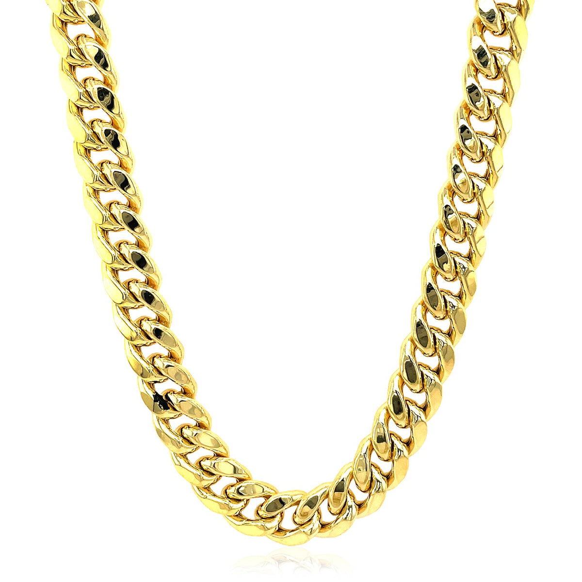 9.15mm 10k Yellow Gold Semi Solid Miami Cuban Chain