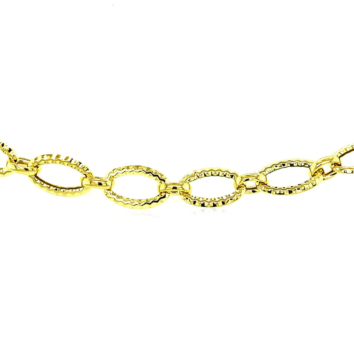 Textured Oval Link Bracelet in 14k Yellow Gold