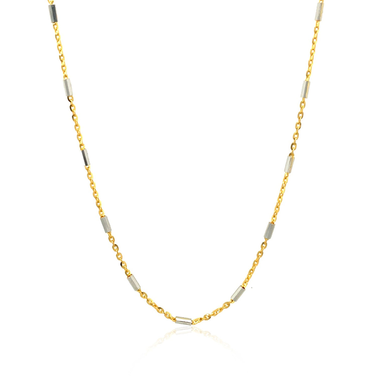 Bar Links Pendant Chain in 14k Two Tone Gold (1.4mm)