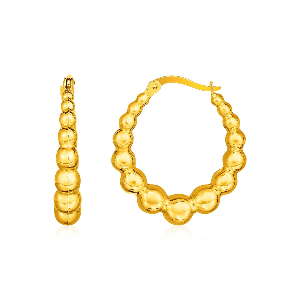 14k Yellow Gold Graduated Sphere Hoop Earrings