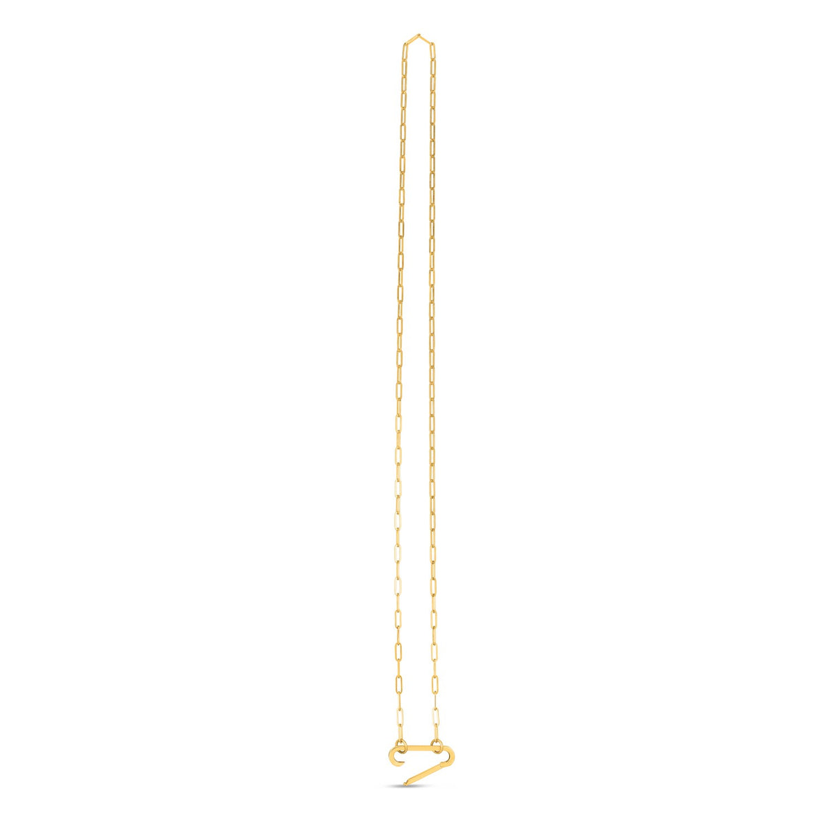 14k Yellow Gold Elongated Link Paperclip Necklace