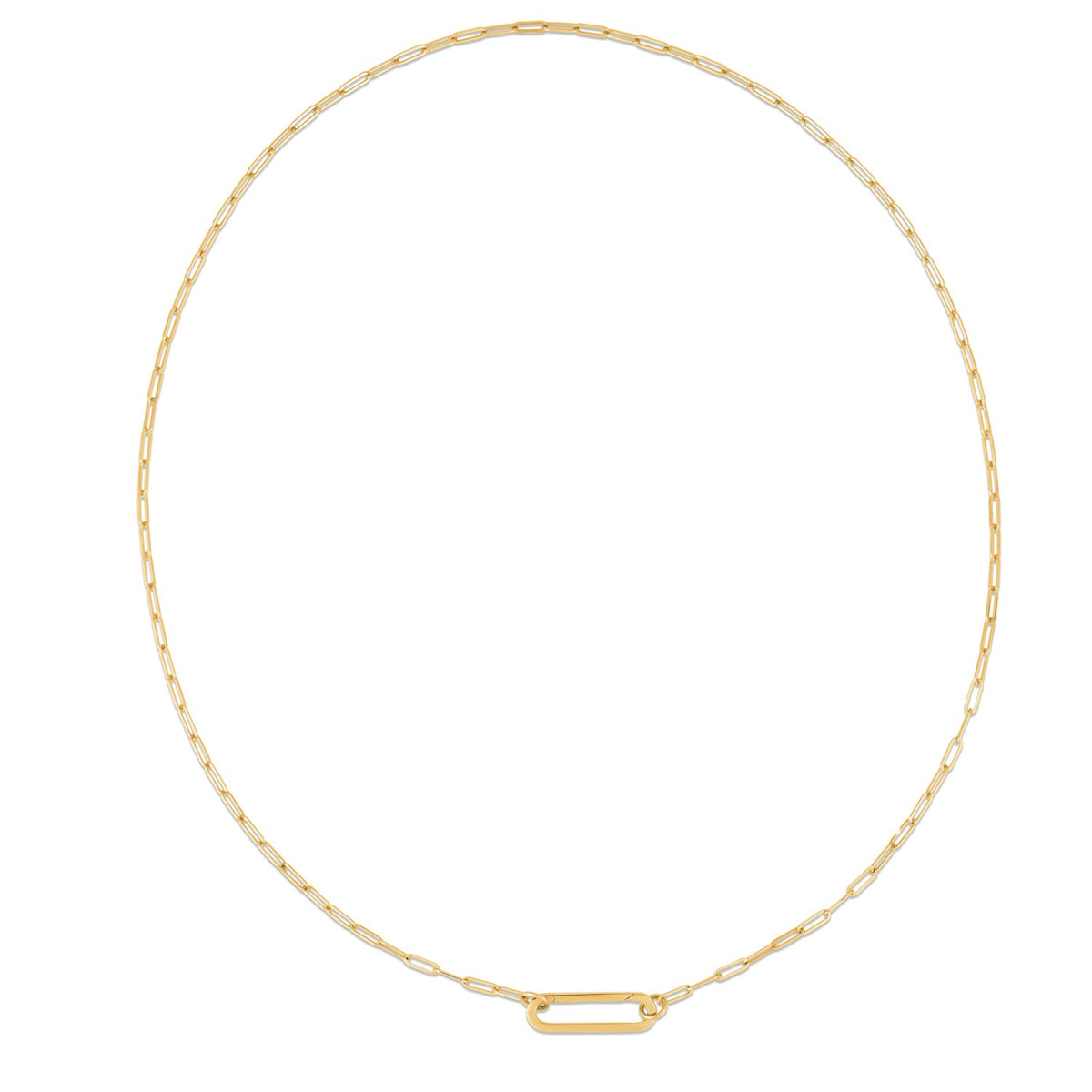 14k Yellow Gold Elongated Link Paperclip Necklace