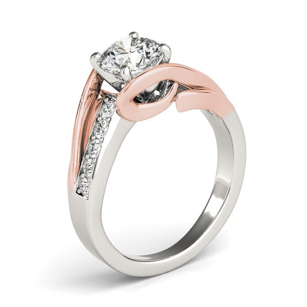 14k White And Rose Gold Bypass Shank Diamond Engagement Ring (1 1/8 cttw)