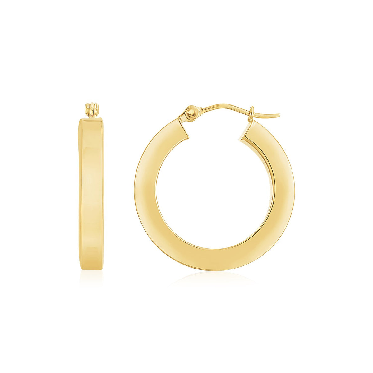 14K Yellow Gold Square Tube Hoop Earrings