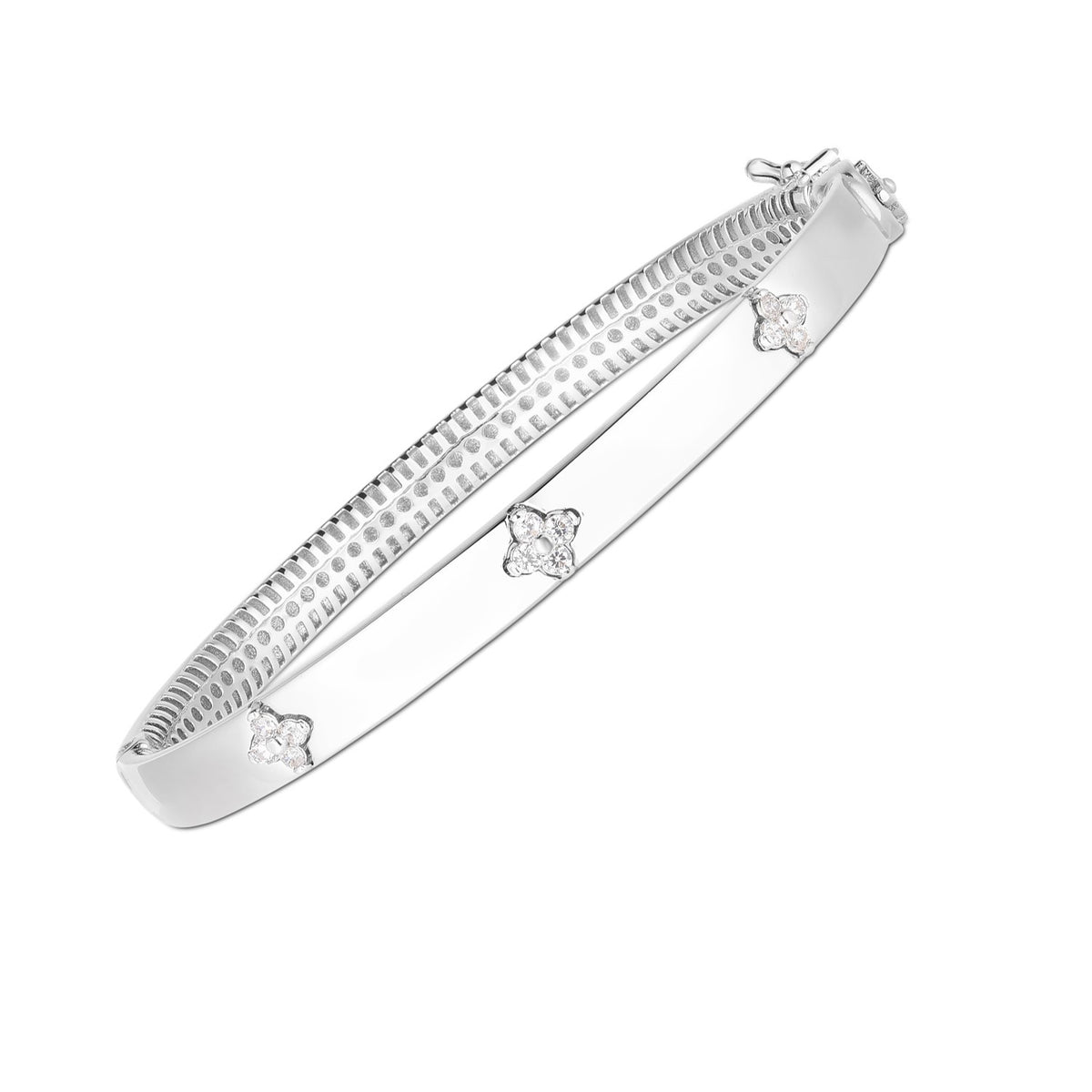 14k White Gold Trilogy Diamond Bangle