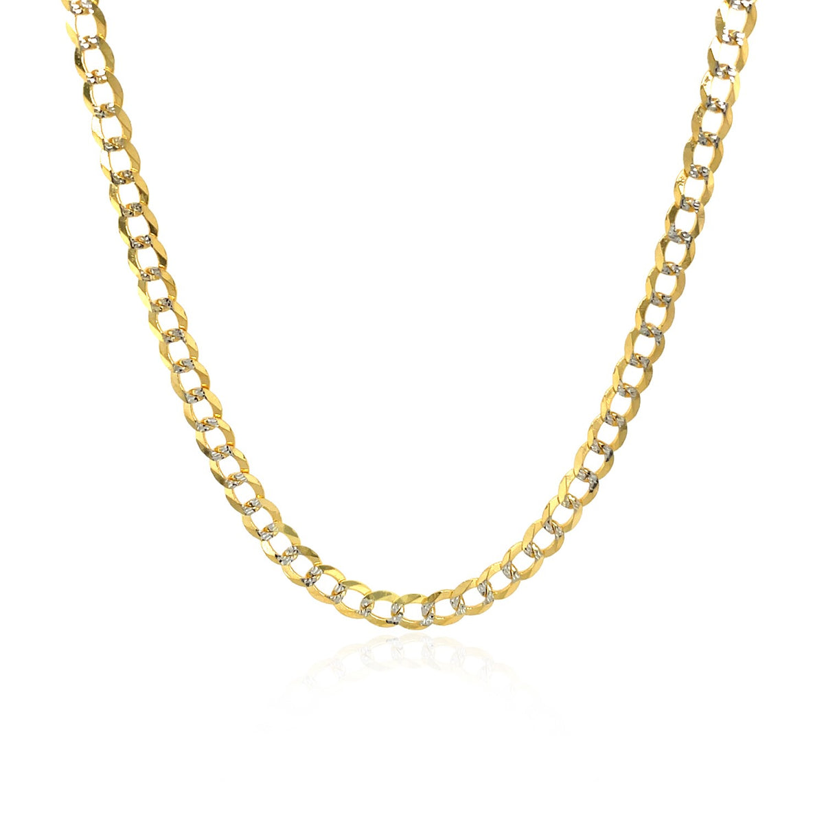 3.2 mm 14k Two Tone Gold Pave Curb Chain