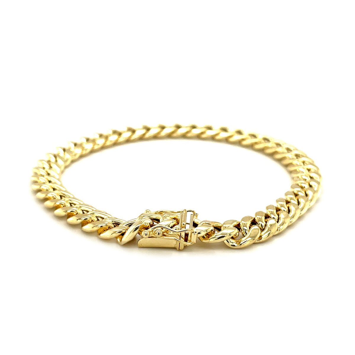 7.2mm 10k Yellow Gold Semi Solid Miami Cuban Bracelet