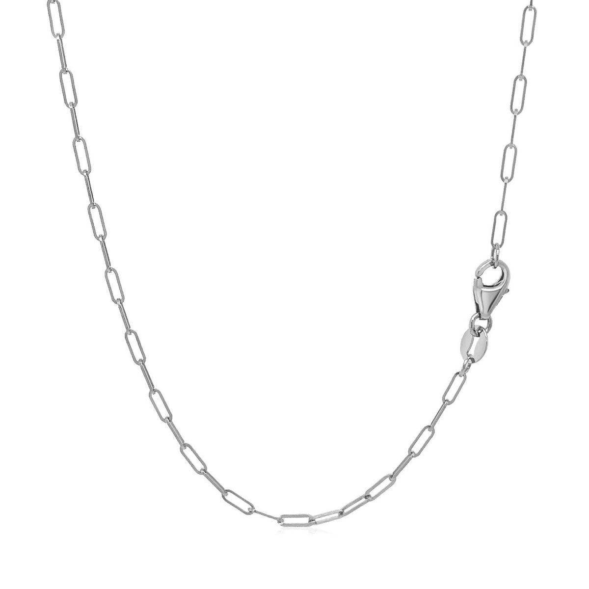 18K White Gold Fine Paperclip Chain (1.5mm)