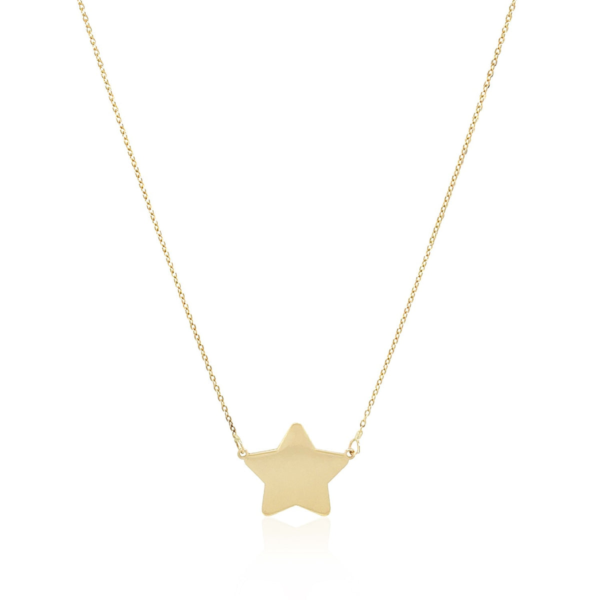 14k Yellow Gold Necklace with Five Pointed Star