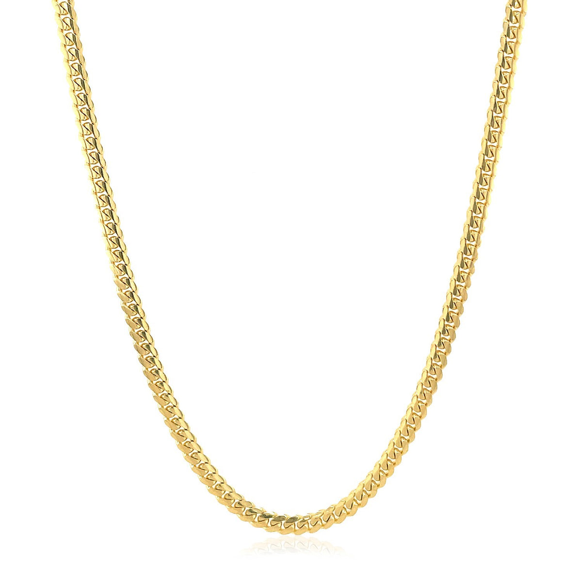 2.6mm 10k Yellow Gold Classic Solid Miami Cuban Chain