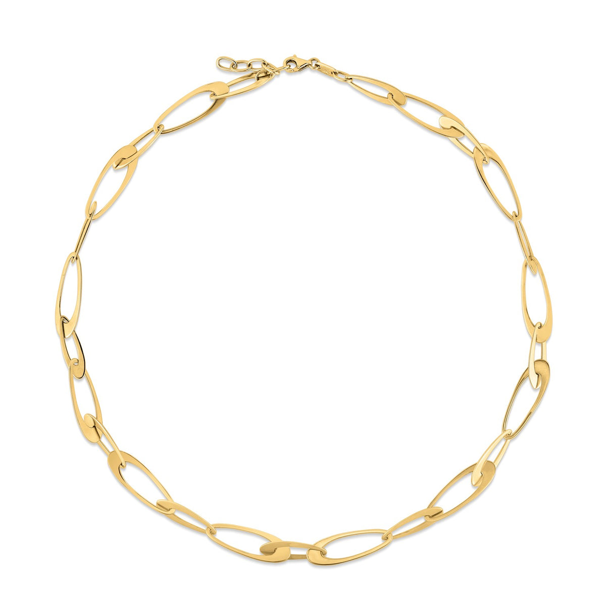 14K Yellow Gold Italian Oval Links Necklace