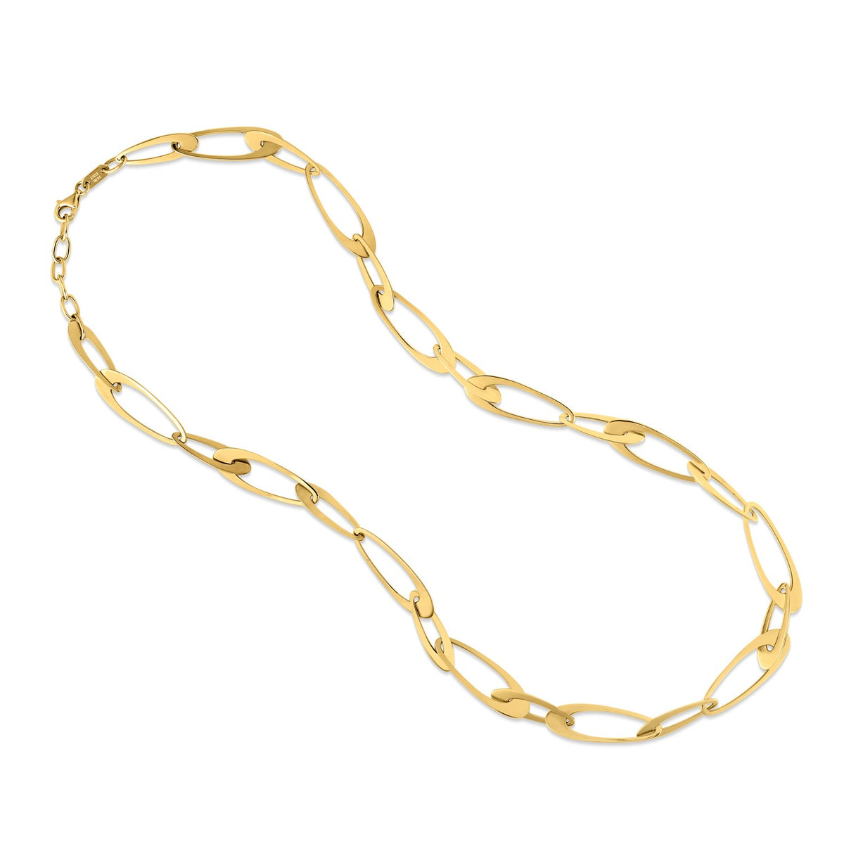 14K Yellow Gold Italian Oval Links Necklace