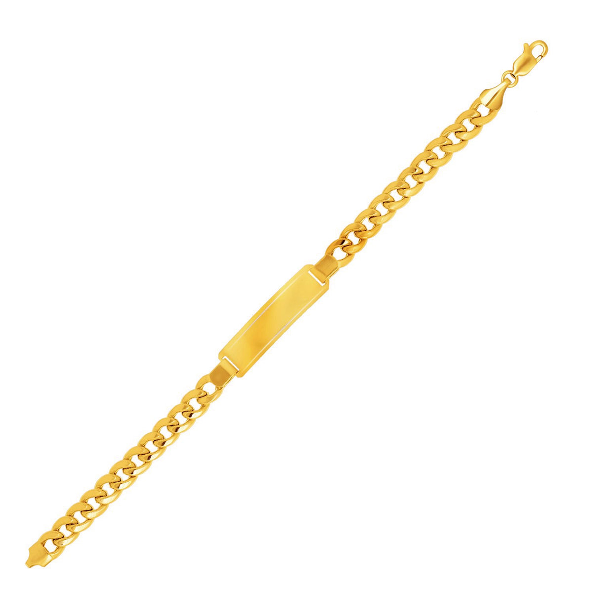 14k Yellow Gold Men&#39;s ID Cuban Chain Bracelet