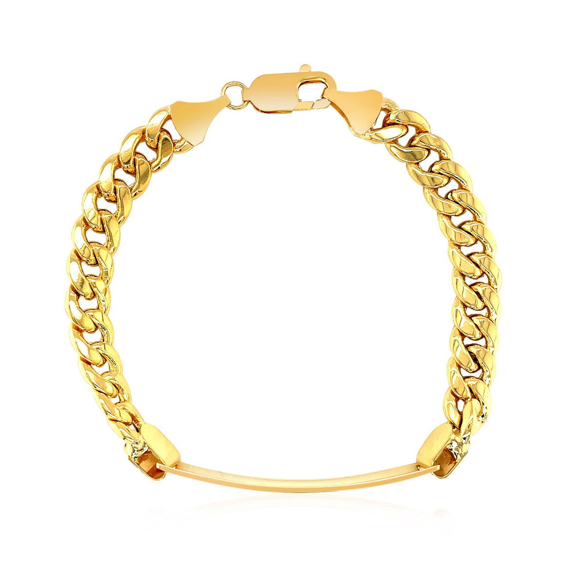 14k Yellow Gold Men&#39;s ID Cuban Chain Bracelet