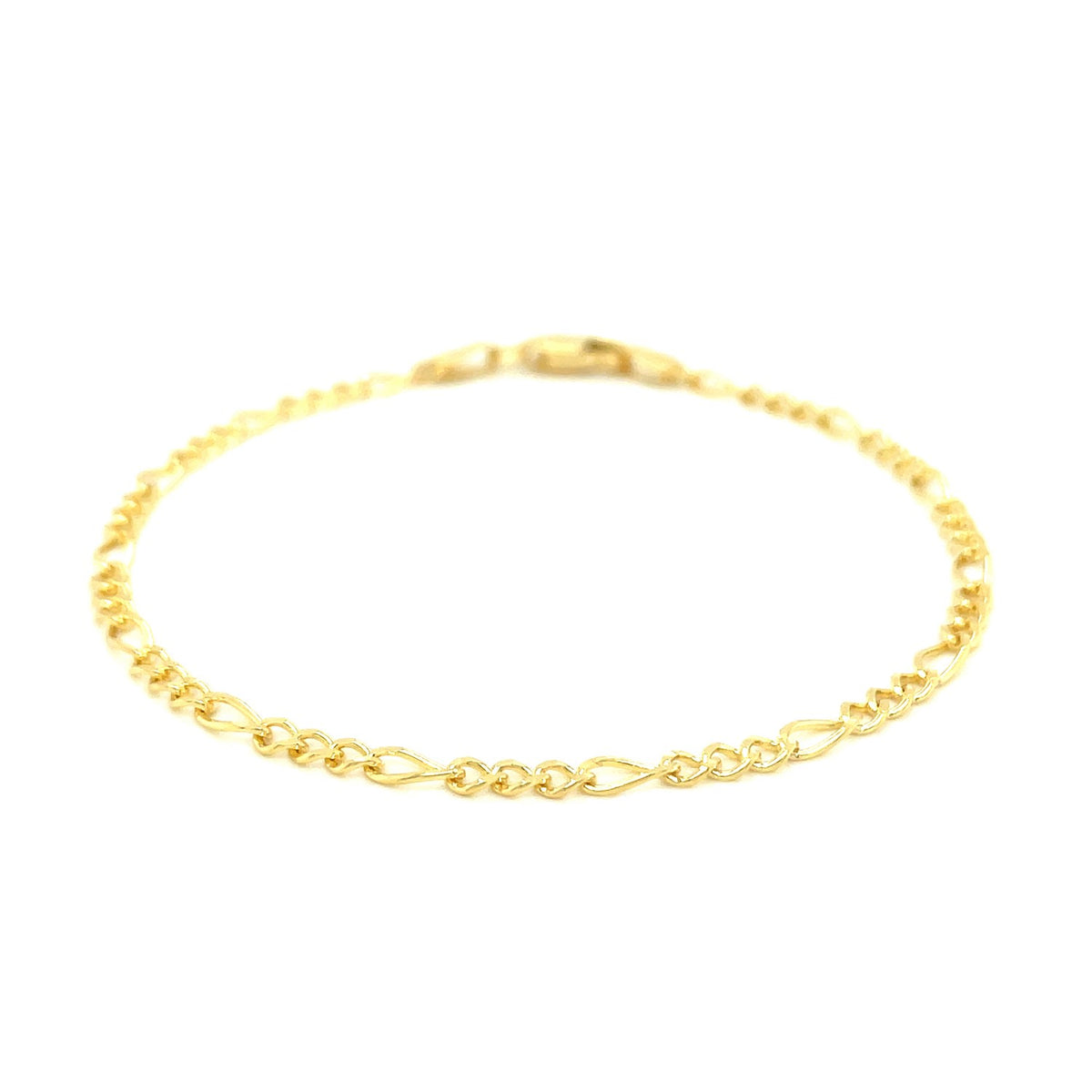 2.6mm 10k Yellow Gold Link Figaro Bracelet