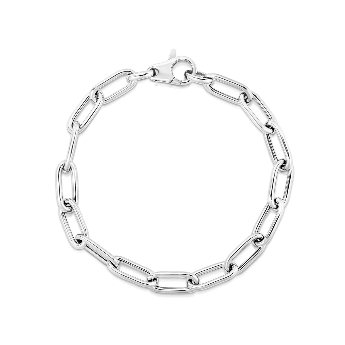 Sterling Silver Wide Paperclip Chain Bracelet