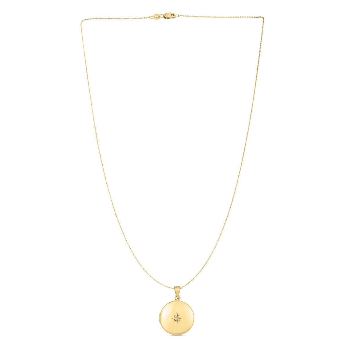 14k Yellow Gold Round North Star Locket Necklace