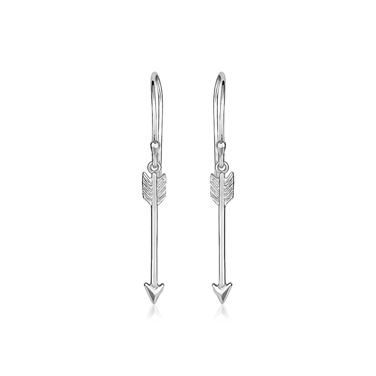 Sterling Silver Polished and Textured Arrow Earrings