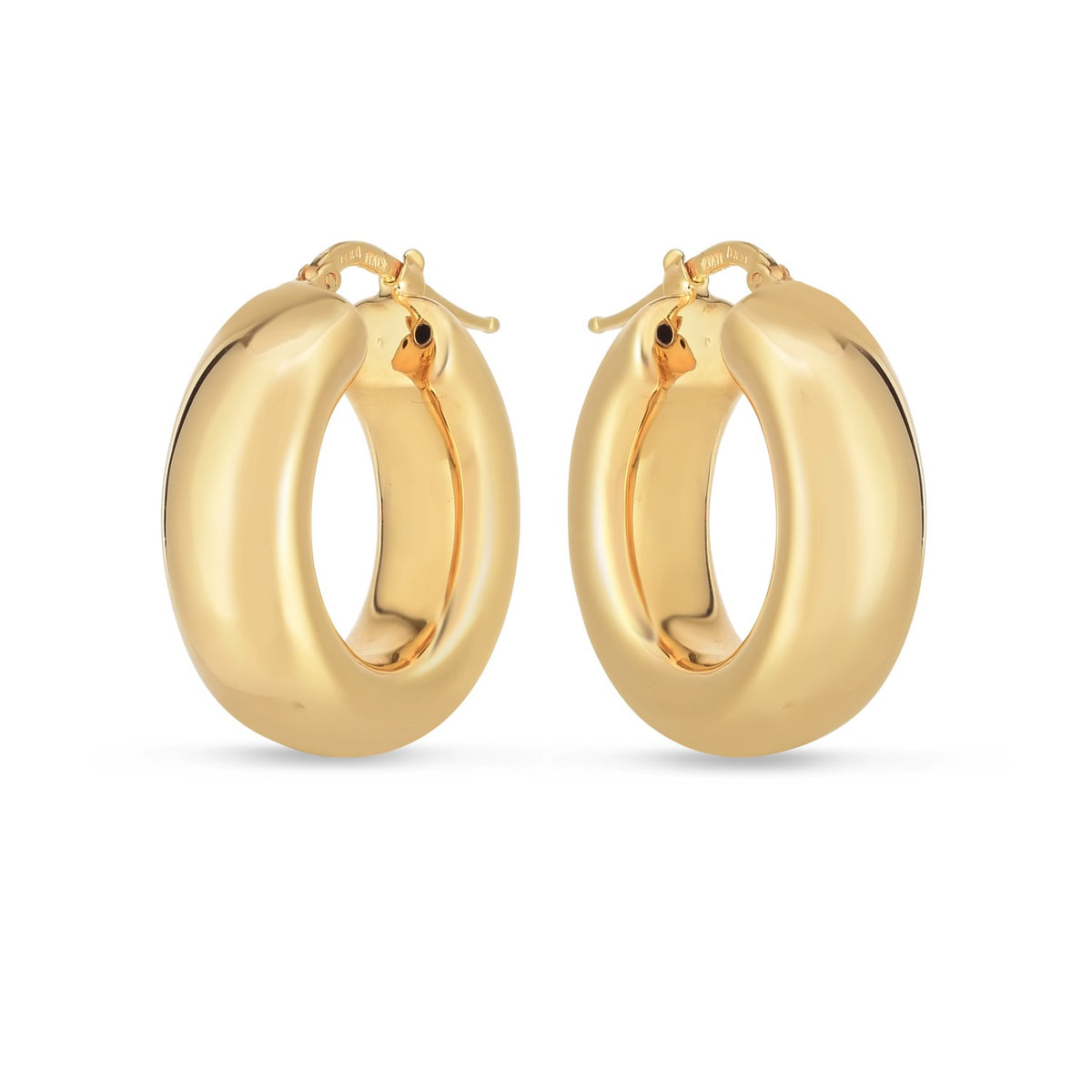 14k Yellow Gold Medium Puffy Hoops