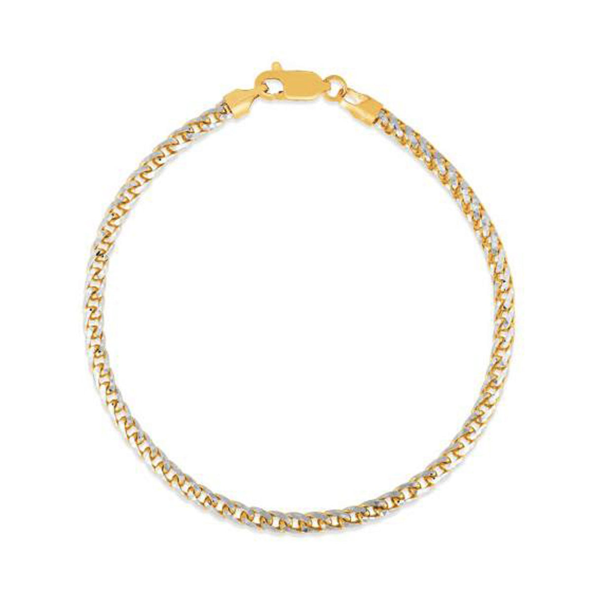 Round Pave Franco Chain Bracelet in 14k Yellow Gold (3.1 mm)