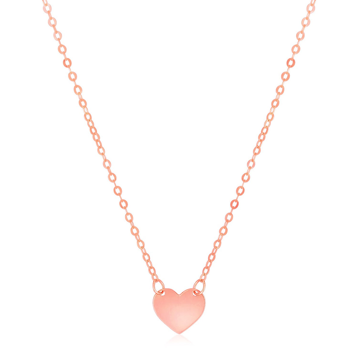 14k Rose Gold Polished Mini Heart Necklace