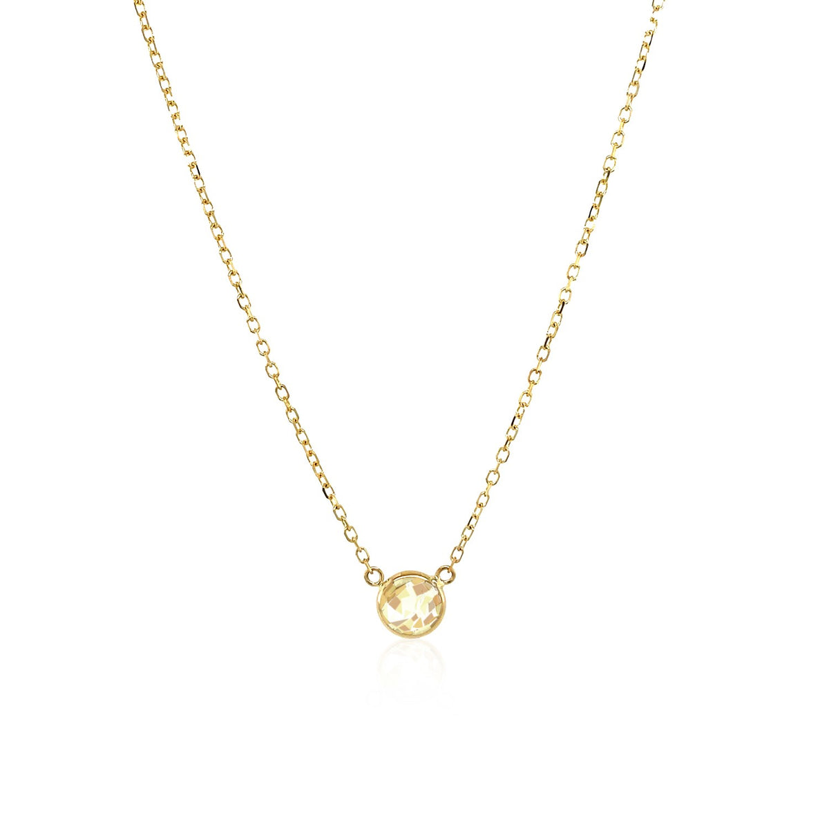 14k Yellow Gold 17 inch Necklace with Round White Topaz