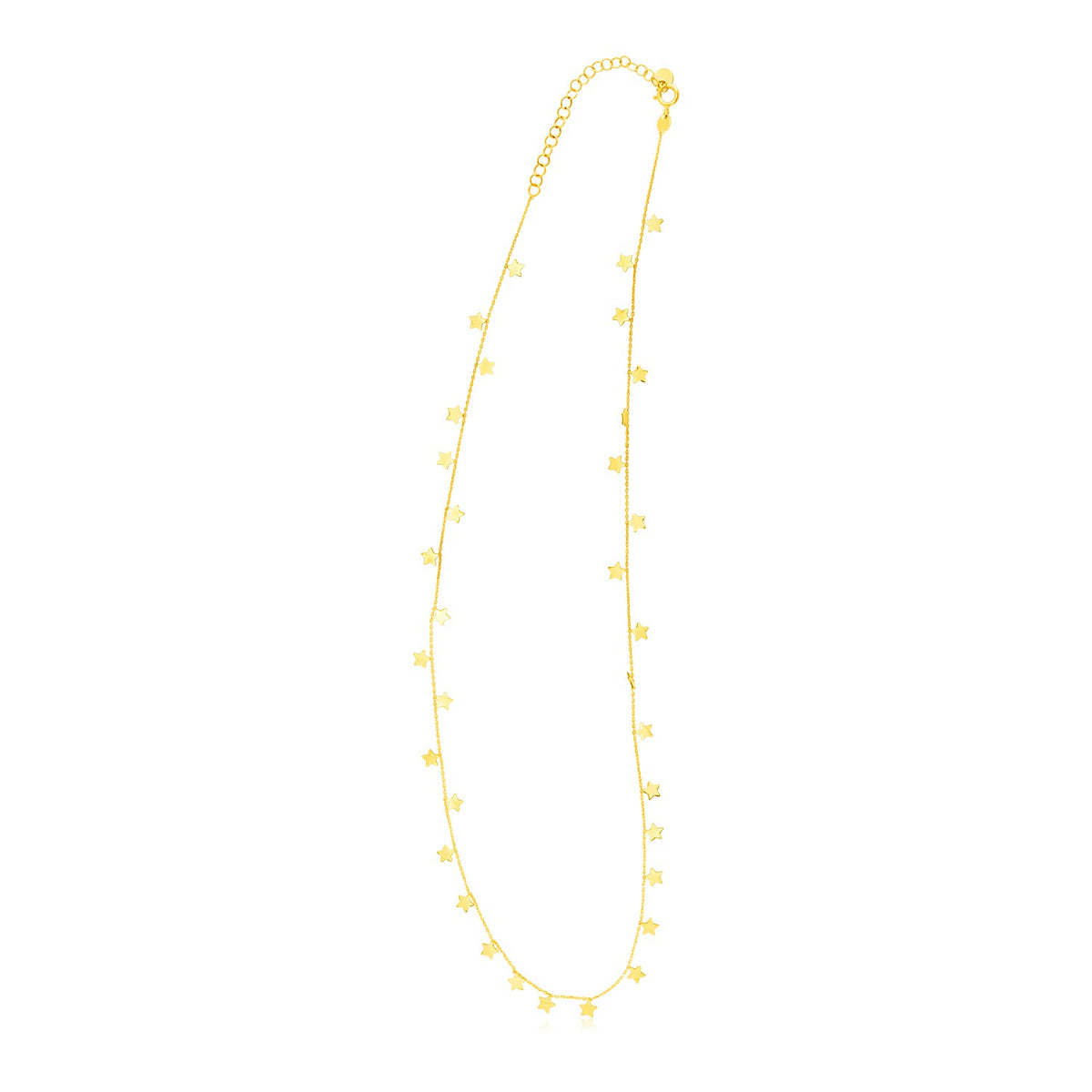 14K Yellow Gold Necklace with Dangling Stars