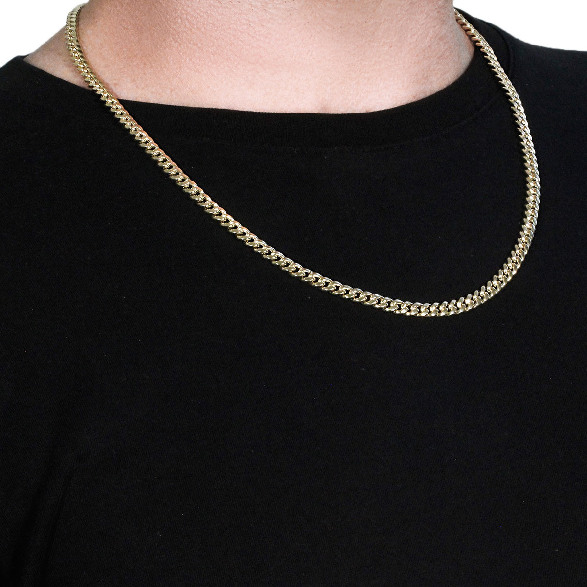 5.0mm 10k Yellow Gold Semi Solid Miami Cuban Chain