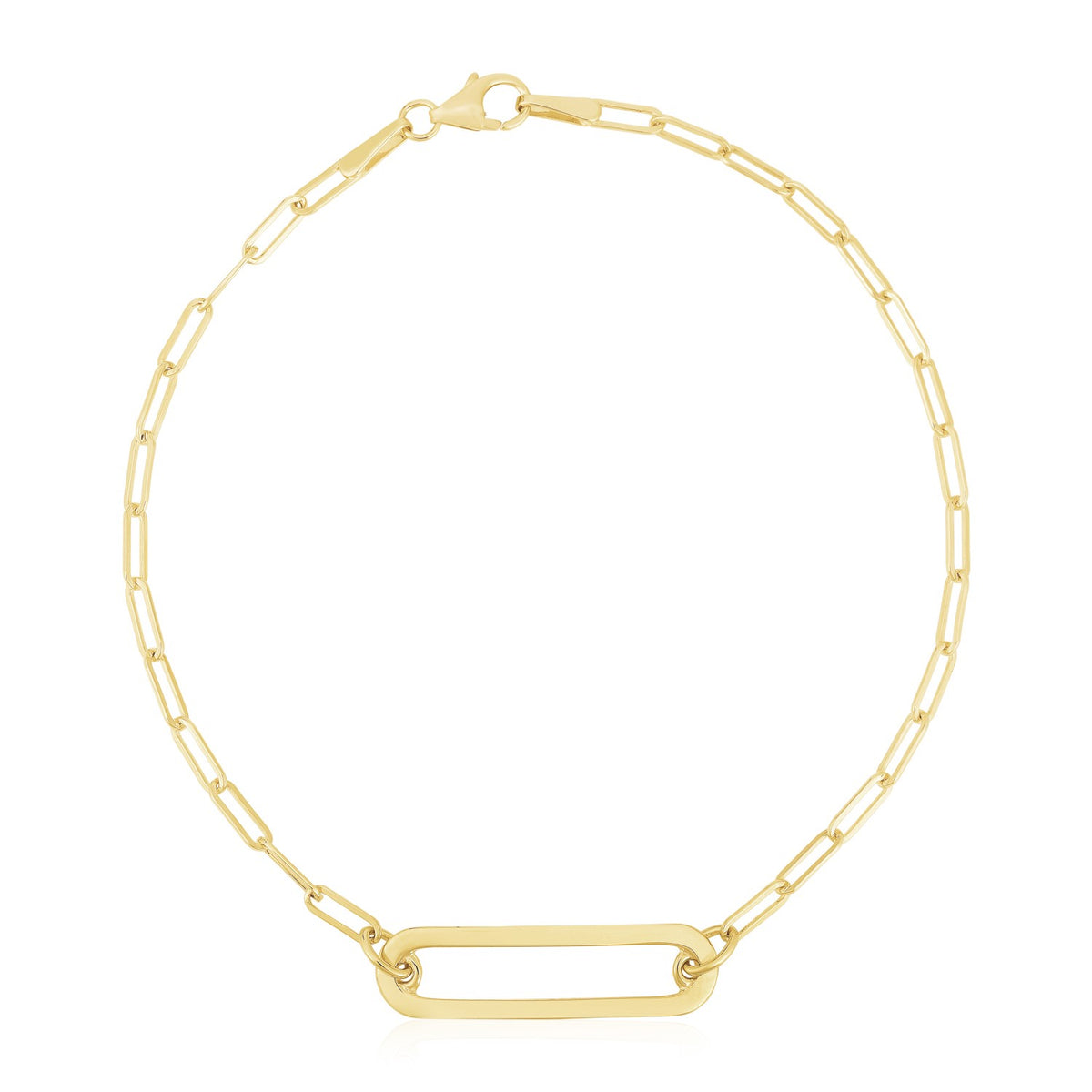 14k Yellow Gold High Polish Open Straight Paperclip Bracelet